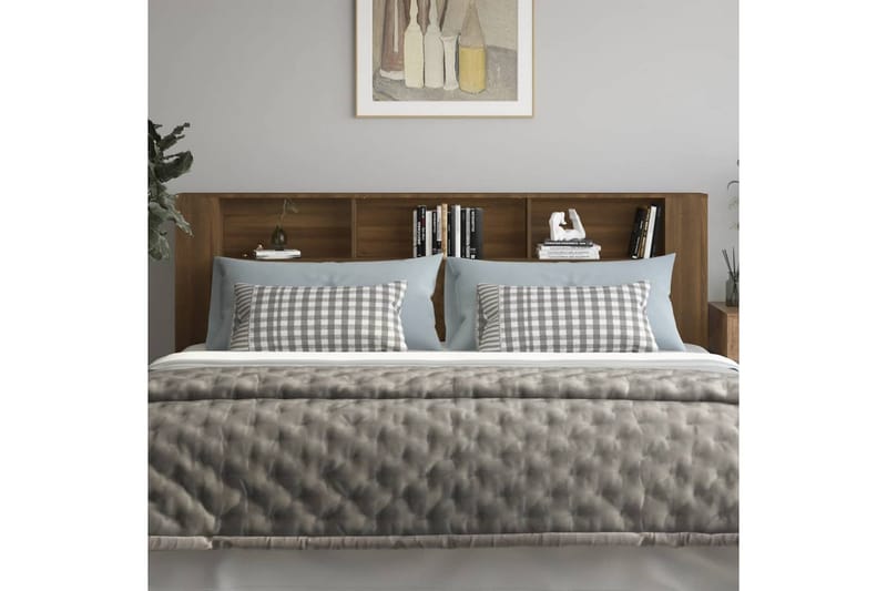 beBasic Sänggavel med förvaring brun ek 220x18,5x104,5 cm - Brown - Sänggavlar & huvudgavlar