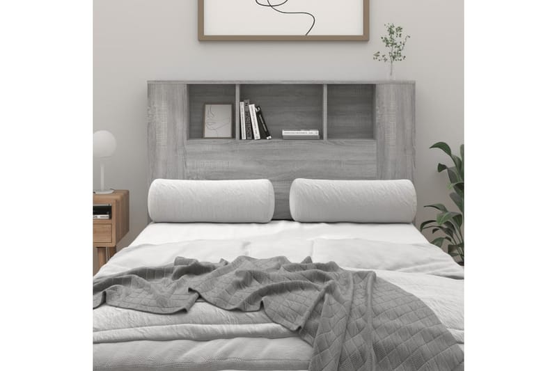 beBasic Sänggavel med förvaring grå sonoma 120x18,5x104,5 cm - Grey - Sänggavlar & huvudgavlar