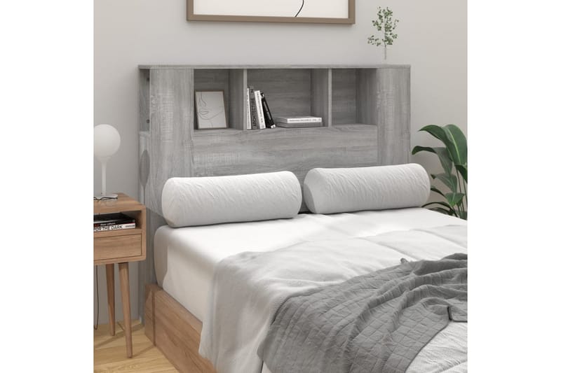 beBasic Sänggavel med förvaring grå sonoma 120x18,5x104,5 cm - Grey - Möbler - Säng - Sängtillbehör & sänggavel - Sänggavlar & huvudgavlar