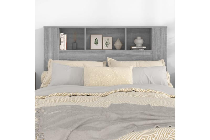 beBasic Sänggavel med förvaring grå sonoma 140x18,5x104,5 cm - Grey - Sänggavlar & huvudgavlar