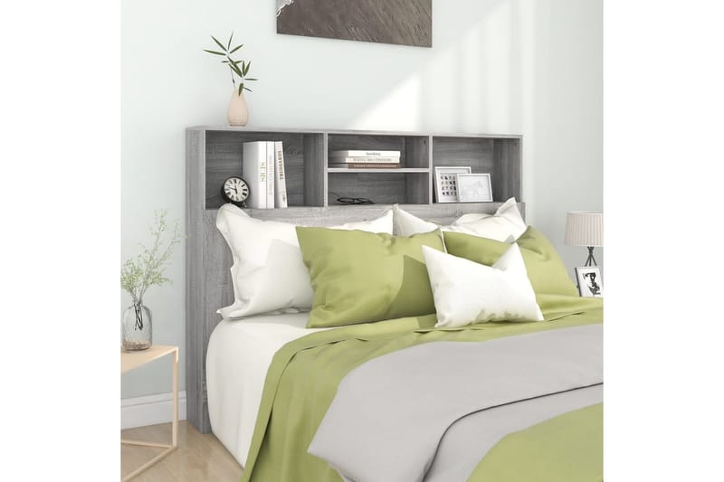 beBasic Sänggavel med förvaring grå sonoma 140x19x103,5 cm - Grey - Möbler - Säng - Sängtillbehör & sänggavel - Sänggavlar & huvudgavlar