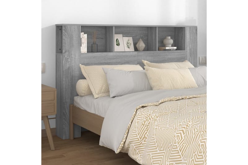 beBasic Sänggavel med förvaring grå sonoma 160x18,5x104,5 cm - Grey - Möbler - Säng - Sängtillbehör & sänggavel - Sänggavlar & huvudgavlar