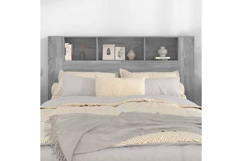 beBasic Sänggavel med förvaring grå sonoma 160x18,5x104,5 cm - Grey - Möbler - Säng - Sängtillbehör & sänggavel - Sänggavlar & huvudgavlar