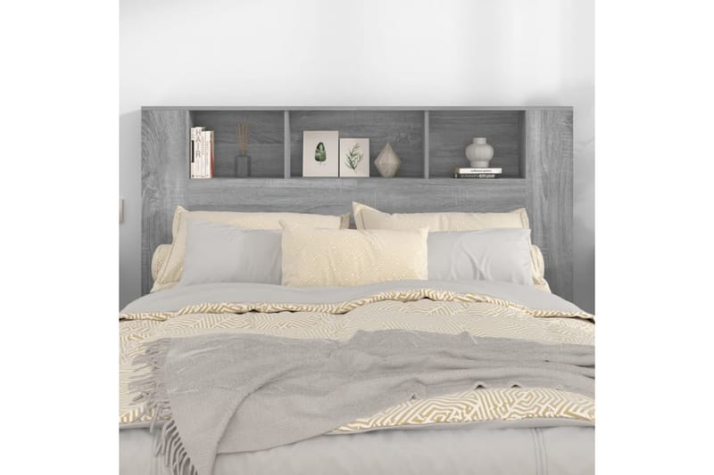 beBasic Sänggavel med förvaring grå sonoma 160x18,5x104,5 cm - Grey - Sänggavlar & huvudgavlar
