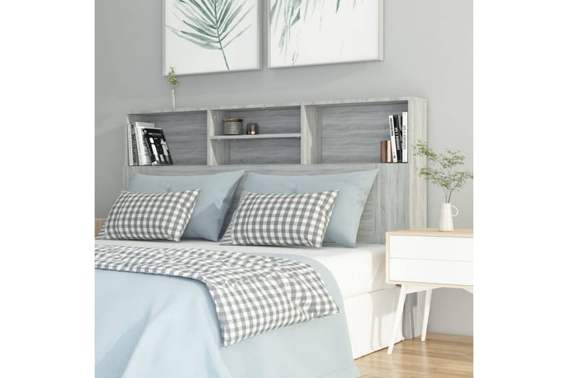 beBasic Sänggavel med förvaring grå sonoma 160x19x103,5 cm - Grey - Sänggavlar & huvudgavlar