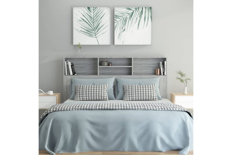 beBasic Sänggavel med förvaring grå sonoma 160x19x103,5 cm - Grey - Möbler - Säng - Sängtillbehör & sänggavel - Sänggavlar & huvudgavlar