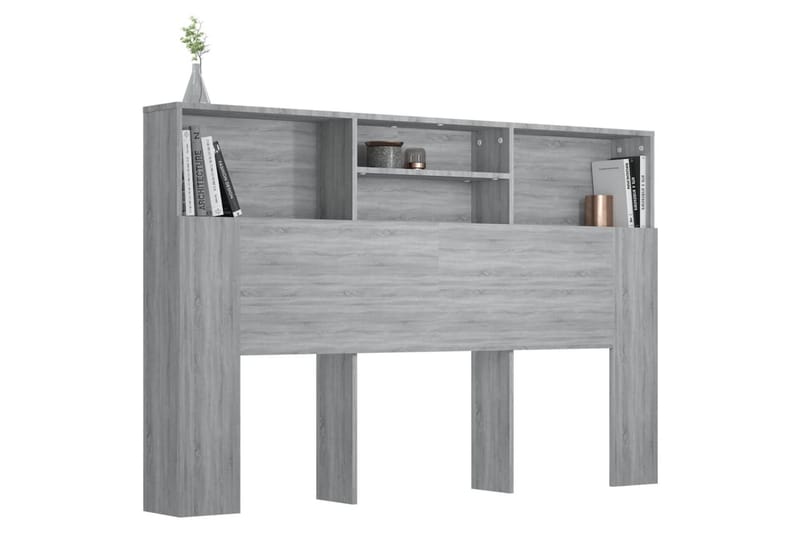 beBasic Sänggavel med förvaring grå sonoma 160x19x103,5 cm - Grey - Möbler - Säng - Sängtillbehör & sänggavel - Sänggavlar & huvudgavlar