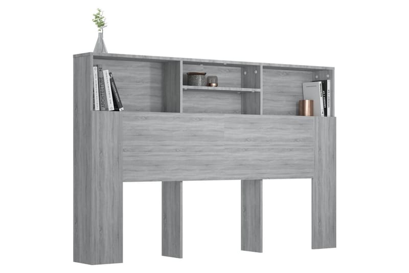 beBasic Sänggavel med förvaring grå sonoma 160x19x103,5 cm - Grey - Sänggavlar & huvudgavlar