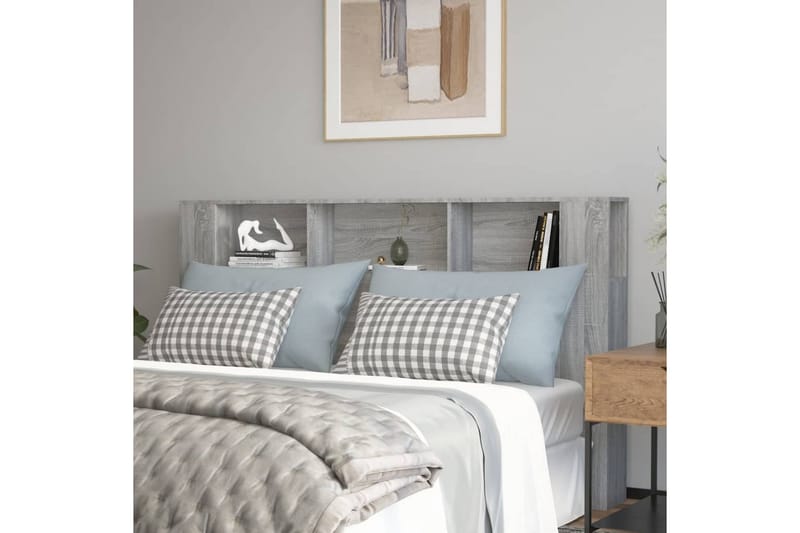 beBasic Sänggavel med förvaring grå sonoma 180x18,5x104,5 cm - Grey - Möbler - Säng - Sängtillbehör & sänggavel - Sänggavlar & huvudgavlar