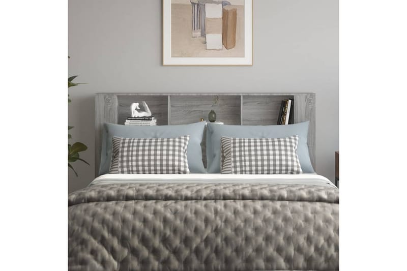 beBasic Sänggavel med förvaring grå sonoma 180x18,5x104,5 cm - Grey - Möbler - Säng - Sängtillbehör & sänggavel - Sänggavlar & huvudgavlar