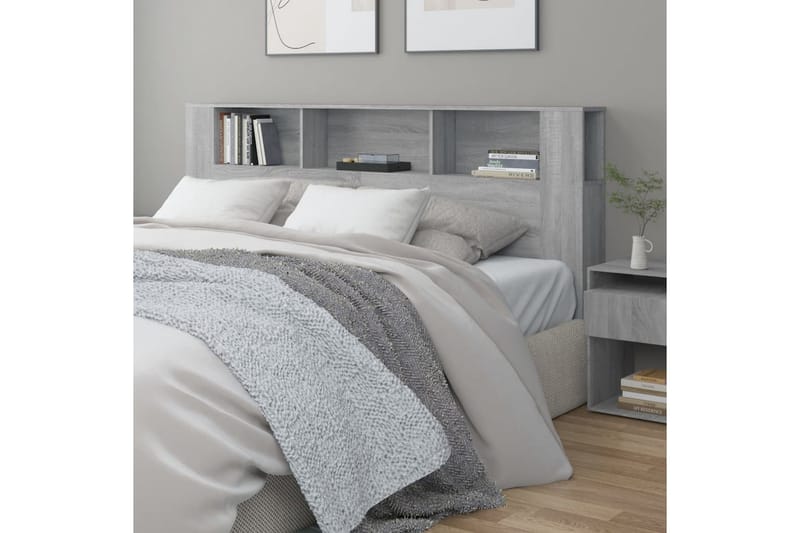 beBasic Sänggavel med förvaring grå sonoma 200x18,5x104,5 cm - Grey - Sänggavlar & huvudgavlar