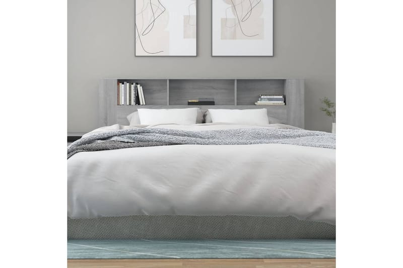 beBasic Sänggavel med förvaring grå sonoma 200x18,5x104,5 cm - Grey - Sänggavlar & huvudgavlar