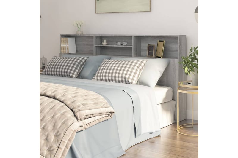 beBasic Sänggavel med förvaring grå sonoma 200x19x103,5 cm - Grey - Möbler - Säng - Sängtillbehör & sänggavel - Sänggavlar & huvudgavlar