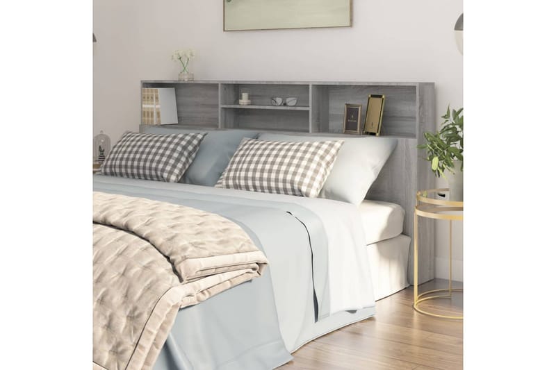 beBasic Sänggavel med förvaring grå sonoma 200x19x103,5 cm - Grey - Sänggavlar & huvudgavlar