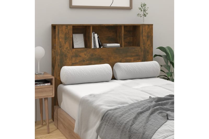 beBasic Sänggavel med förvaring rökfärgad ek 120x18,5x104,5 cm - Brown - Möbler - Säng - Sängtillbehör & sänggavel - Sänggavlar & huvudgavlar