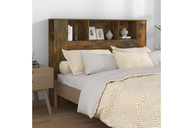 beBasic Sänggavel med förvaring rökfärgad ek 140x18,5x104,5 cm - Brown - Möbler - Säng - Sängtillbehör & sänggavel - Sänggavlar & huvudgavlar