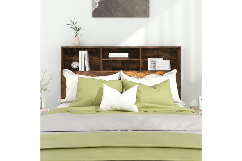 beBasic Sänggavel med förvaring rökfärgad ek 140x19x103,5 cm - Brown - Möbler - Säng - Sängtillbehör & sänggavel - Sänggavlar & huvudgavlar