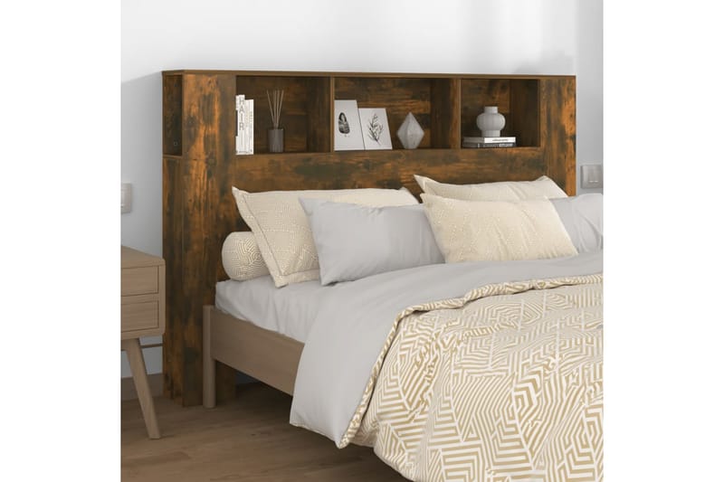 beBasic Sänggavel med förvaring rökfärgad ek 160x18,5x104,5 cm - Brown - Möbler - Säng - Sängtillbehör & sänggavel - Sänggavlar & huvudgavlar