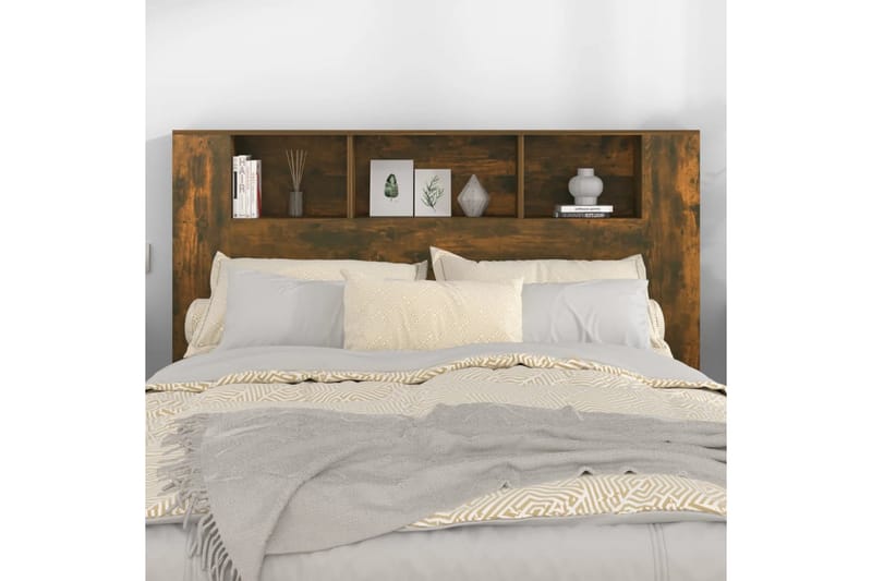 beBasic Sänggavel med förvaring rökfärgad ek 160x18,5x104,5 cm - Brown - Möbler - Säng - Sängtillbehör & sänggavel - Sänggavlar & huvudgavlar