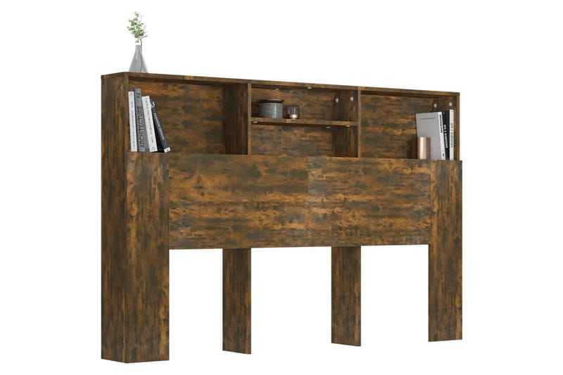 beBasic Sänggavel med förvaring rökfärgad ek 160x19x103,5 cm - Brown - Möbler - Säng - Sängtillbehör & sänggavel - Sänggavlar & huvudgavlar