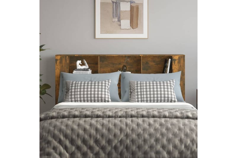 beBasic Sänggavel med förvaring rökfärgad ek 180x18,5x104,5 cm - Brown - Möbler - Säng - Sängtillbehör & sänggavel - Sänggavlar & huvudgavlar