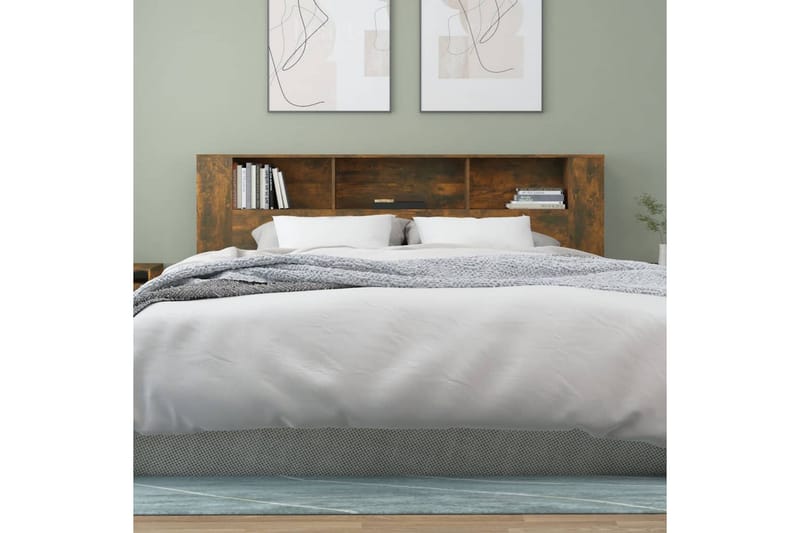 beBasic Sänggavel med förvaring rökfärgad ek 200x18,5x104,5 cm - Brown - Möbler - Säng - Sängtillbehör & sänggavel - Sänggavlar & huvudgavlar