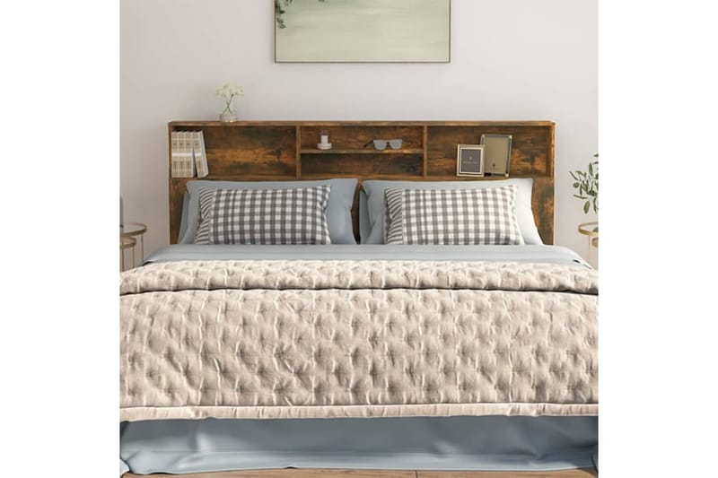 beBasic Sänggavel med förvaring rökfärgad ek 200x19x103,5 cm - Brown - Möbler - Säng - Sängtillbehör & sänggavel - Sänggavlar & huvudgavlar