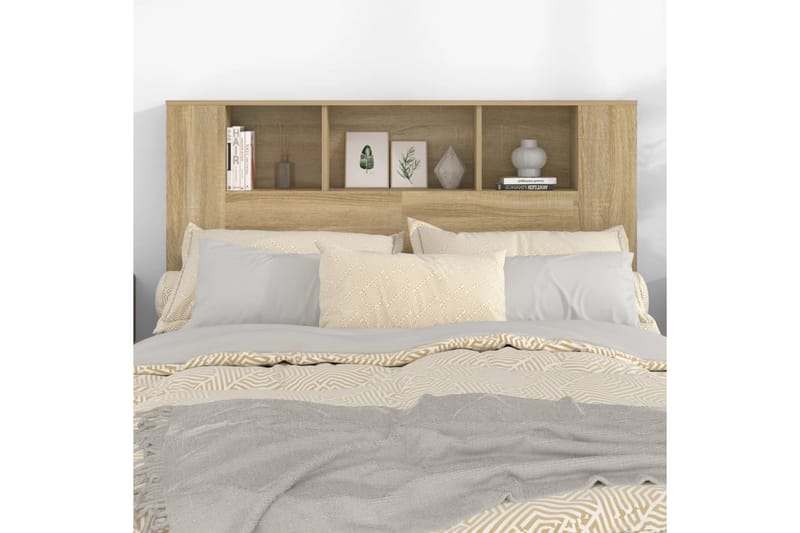 beBasic Sänggavel med förvaring sonoma-ek 140x18,5x104,5 cm - Brown - Möbler - Säng - Sängtillbehör & sänggavel - Sänggavlar & huvudgavlar