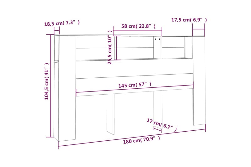 beBasic Sänggavel med förvaring sonoma-ek 180x18,5x104,5 cm - Brown - Sänggavlar & huvudgavlar