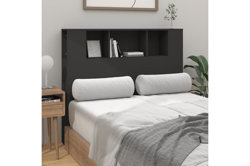 beBasic Sänggavel med förvaring svart 120x18,5x104,5 cm - Black - Sänggavlar & huvudgavlar
