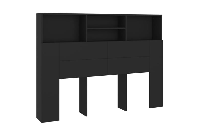 beBasic Sänggavel med förvaring svart 140x19x103,5 cm - Black - Möbler - Säng - Sängtillbehör & sänggavel - Sänggavlar & huvudgavlar