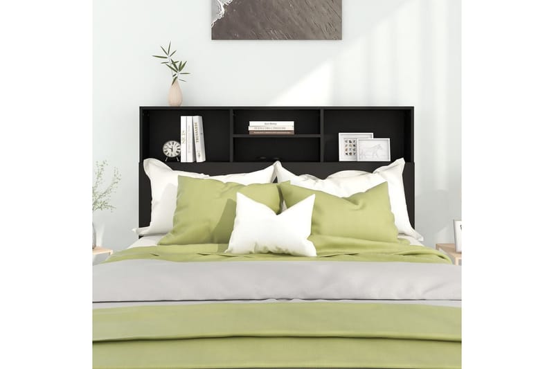 beBasic Sänggavel med förvaring svart 140x19x103,5 cm - Black - Möbler - Säng - Sängtillbehör & sänggavel - Sänggavlar & huvudgavlar