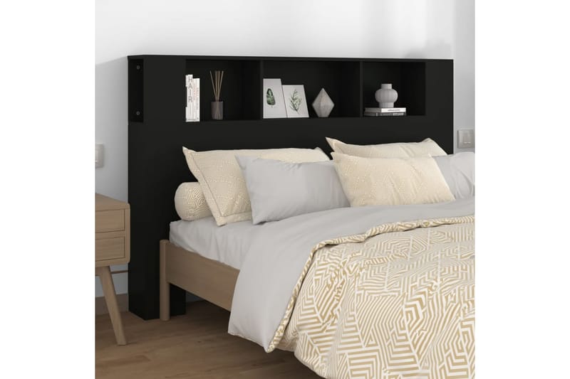 beBasic Sänggavel med förvaring svart 160x18,5x104,5 cm - Black - Möbler - Säng - Sängtillbehör & sänggavel - Sänggavlar & huvudgavlar