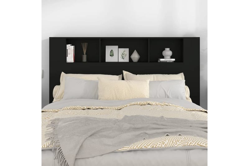 beBasic Sänggavel med förvaring svart 160x18,5x104,5 cm - Black - Möbler - Säng - Sängtillbehör & sänggavel - Sänggavlar & huvudgavlar