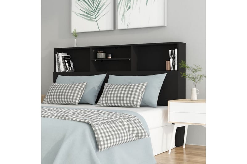beBasic Sänggavel med förvaring svart 160x19x103,5 cm - Black - Möbler - Säng - Sängtillbehör & sänggavel - Sänggavlar & huvudgavlar