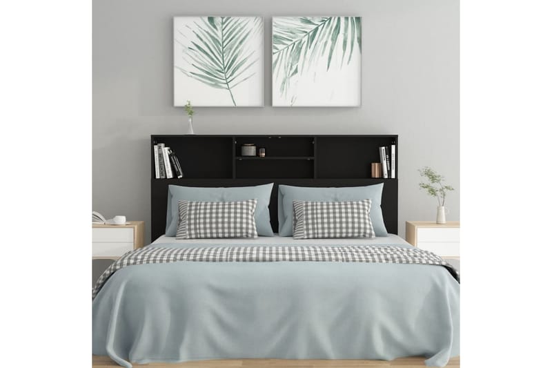 beBasic Sänggavel med förvaring svart 160x19x103,5 cm - Black - Möbler - Säng - Sängtillbehör & sänggavel - Sänggavlar & huvudgavlar