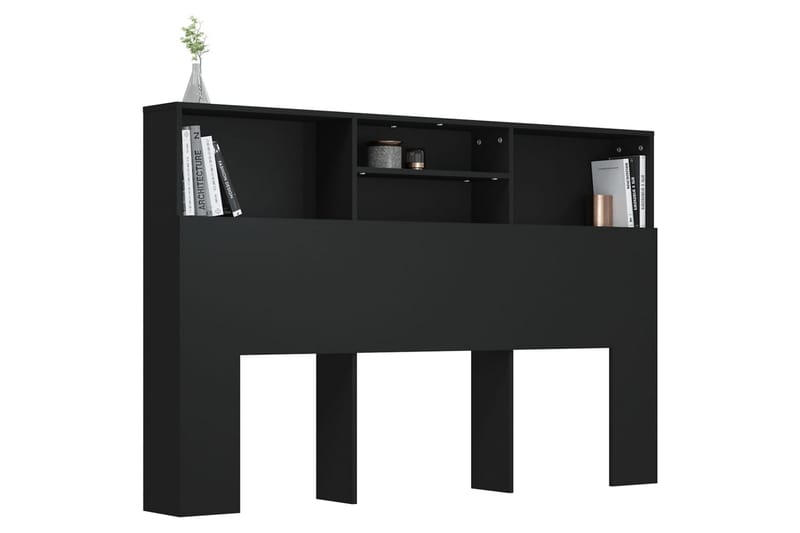 beBasic Sänggavel med förvaring svart 160x19x103,5 cm - Black - Möbler - Säng - Sängtillbehör & sänggavel - Sänggavlar & huvudgavlar