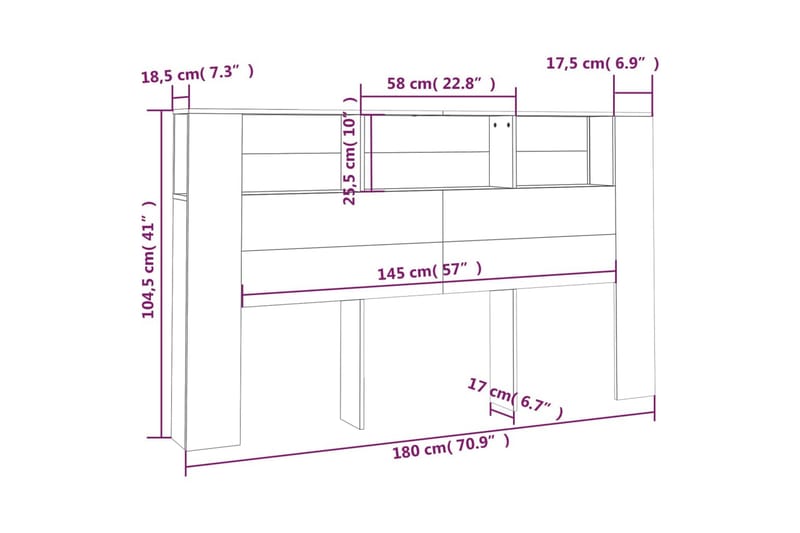 beBasic Sänggavel med förvaring svart 180x18,5x104,5 cm - Black - Sänggavlar & huvudgavlar