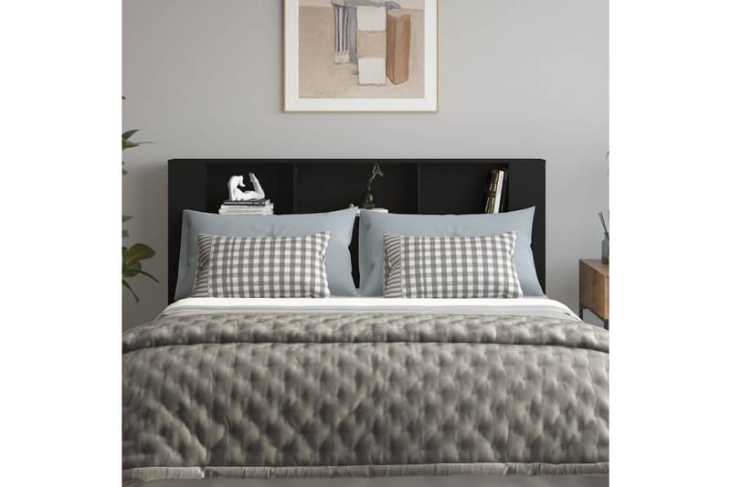beBasic Sänggavel med förvaring svart 180x18,5x104,5 cm - Black - Möbler - Säng - Sängtillbehör & sänggavel - Sänggavlar & huvudgavlar