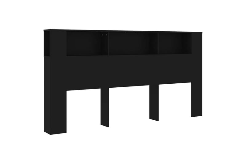 beBasic Sänggavel med förvaring svart 200x18,5x104,5 cm - Black - Möbler - Säng - Sängtillbehör & sänggavel - Sänggavlar & huvudgavlar