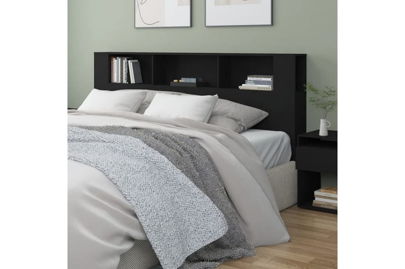 beBasic Sänggavel med förvaring svart 200x18,5x104,5 cm - Black - Möbler - Säng - Sängtillbehör & sänggavel - Sänggavlar & huvudgavlar
