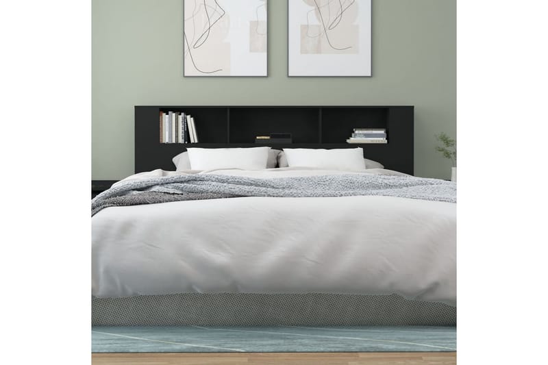 beBasic Sänggavel med förvaring svart 200x18,5x104,5 cm - Black - Möbler - Säng - Sängtillbehör & sänggavel - Sänggavlar & huvudgavlar