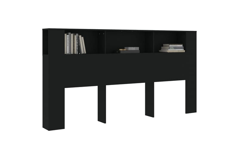 beBasic Sänggavel med förvaring svart 200x18,5x104,5 cm - Black - Möbler - Säng - Sängtillbehör & sänggavel - Sänggavlar & huvudgavlar