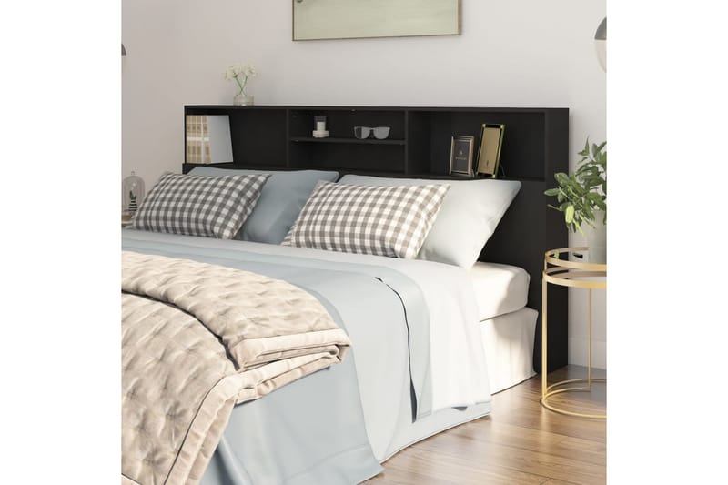 beBasic Sänggavel med förvaring svart 200x19x103,5 cm - Black - Möbler - Säng - Sängtillbehör & sänggavel - Sänggavlar & huvudgavlar