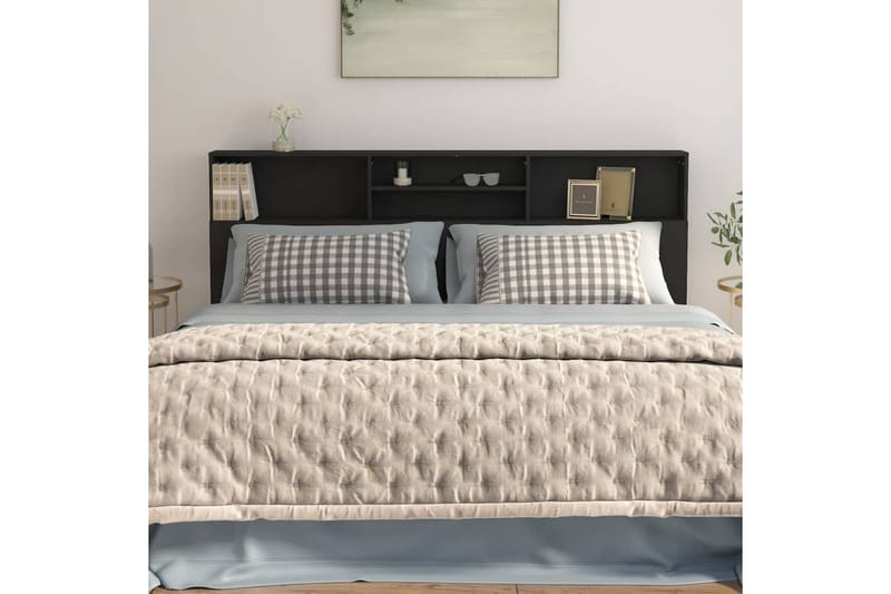 beBasic Sänggavel med förvaring svart 200x19x103,5 cm - Black - Möbler - Säng - Sängtillbehör & sänggavel - Sänggavlar & huvudgavlar