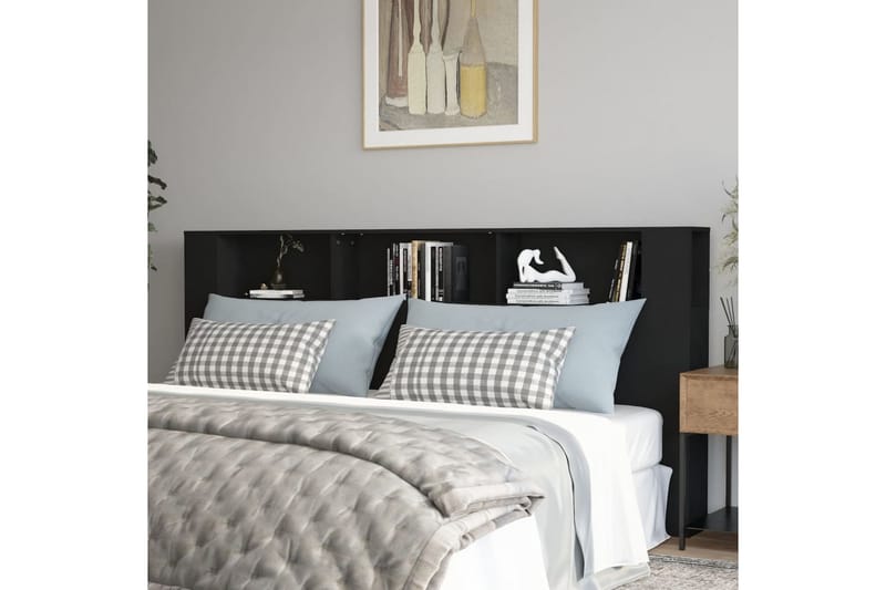 beBasic Sänggavel med förvaring svart 220x18,5x104,5 cm - Black - Möbler - Säng - Sängtillbehör & sänggavel - Sänggavlar & huvudgavlar