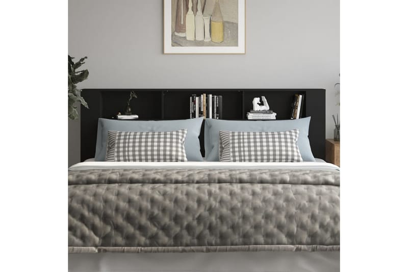 beBasic Sänggavel med förvaring svart 220x18,5x104,5 cm - Black - Möbler - Säng - Sängtillbehör & sänggavel - Sänggavlar & huvudgavlar