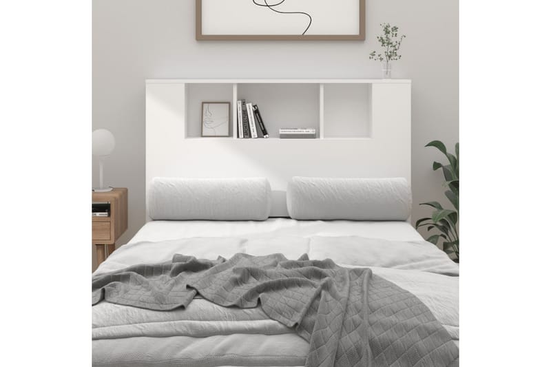 beBasic Sänggavel med förvaring vit 120x18,5x104,5 cm - White - Möbler - Säng - Sängtillbehör & sänggavel - Sänggavlar & huvudgavlar