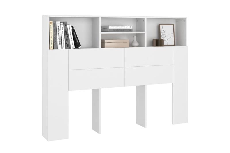 beBasic Sänggavel med förvaring vit 140x19x103,5 cm - White - Sänggavlar & huvudgavlar