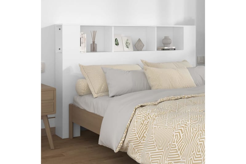 beBasic Sänggavel med förvaring vit 160x18,5x104,5 cm - White - Möbler - Säng - Sängtillbehör & sänggavel - Sänggavlar & huvudgavlar